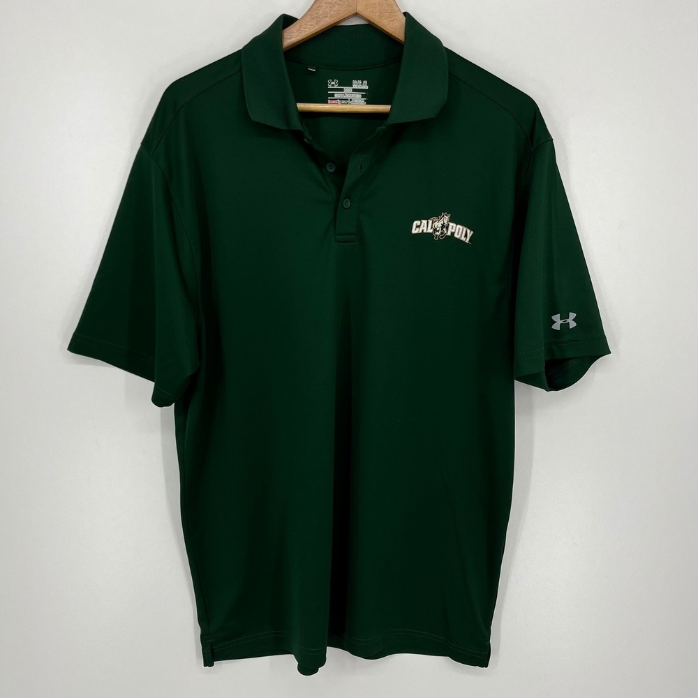 Under Armour Cal Poly Mustangs Mens Large Green HeatGear Polo Shirt
